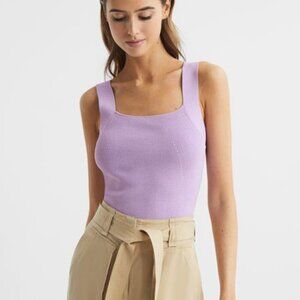 REISS Tamara Square Neck Tank Top